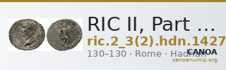 RIC II, Part 3 (second edition) Hadrian 1427 — CANOA