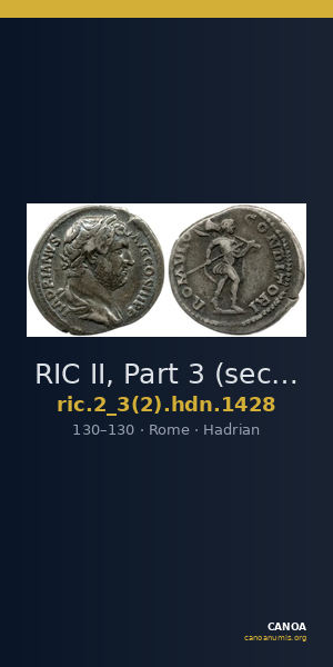 RIC II, Part 3 (second edition) Hadrian 1428 — CANOA