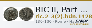 RIC II, Part 3 (second edition) Hadrian 1428 — CANOA