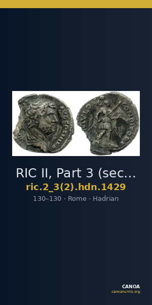 RIC II, Part 3 (second edition) Hadrian 1429 — CANOA