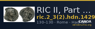 RIC II, Part 3 (second edition) Hadrian 1429 — CANOA
