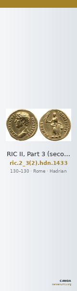 RIC II, Part 3 (second edition) Hadrian 1433 — CANOA