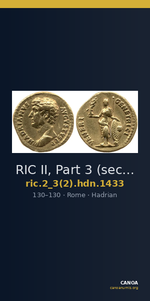RIC II, Part 3 (second edition) Hadrian 1433 — CANOA