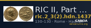 RIC II, Part 3 (second edition) Hadrian 1437 — CANOA