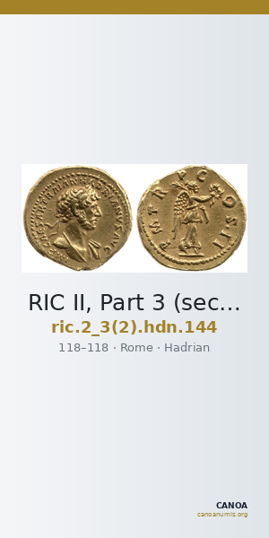 RIC II, Part 3 (second edition) Hadrian 144 — CANOA