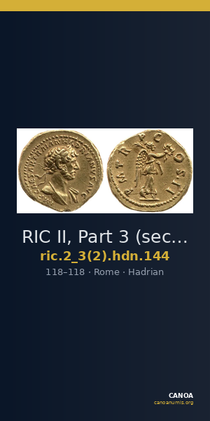 RIC II, Part 3 (second edition) Hadrian 144 — CANOA