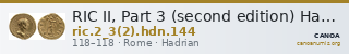 RIC II, Part 3 (second edition) Hadrian 144 — CANOA