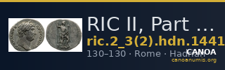 RIC II, Part 3 (second edition) Hadrian 1441 — CANOA