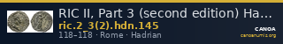 RIC II, Part 3 (second edition) Hadrian 145 — CANOA
