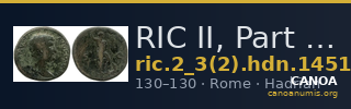 RIC II, Part 3 (second edition) Hadrian 1451 — CANOA