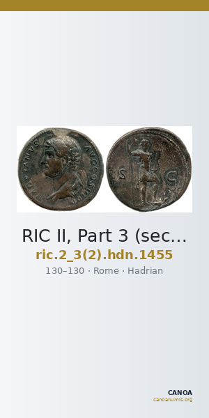 RIC II, Part 3 (second edition) Hadrian 1455 — CANOA
