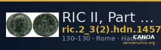 RIC II, Part 3 (second edition) Hadrian 1457 — CANOA