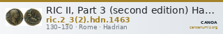 RIC II, Part 3 (second edition) Hadrian 1463 — CANOA