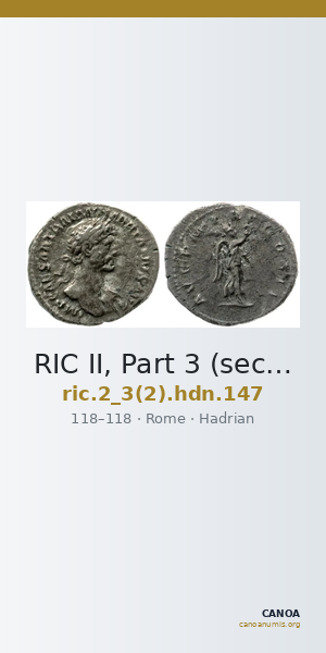 RIC II, Part 3 (second edition) Hadrian 147 — CANOA