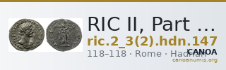 RIC II, Part 3 (second edition) Hadrian 147 — CANOA
