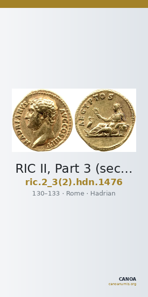 RIC II, Part 3 (second edition) Hadrian 1476 — CANOA