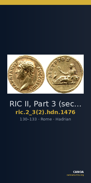 RIC II, Part 3 (second edition) Hadrian 1476 — CANOA
