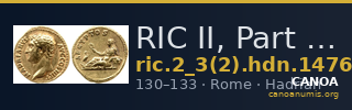 RIC II, Part 3 (second edition) Hadrian 1476 — CANOA