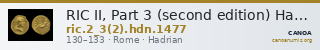 RIC II, Part 3 (second edition) Hadrian 1477 — CANOA