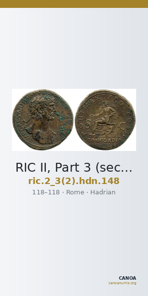 RIC II, Part 3 (second edition) Hadrian 148 — CANOA