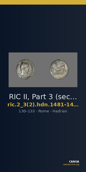 RIC II, Part 3 (second edition) Hadrian 1481-1486 — CANOA
