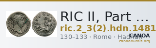 RIC II, Part 3 (second edition) Hadrian 1481 — CANOA