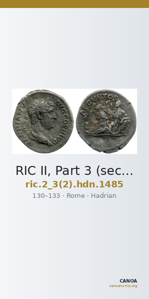 RIC II, Part 3 (second edition) Hadrian 1485 — CANOA