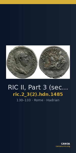 RIC II, Part 3 (second edition) Hadrian 1485 — CANOA
