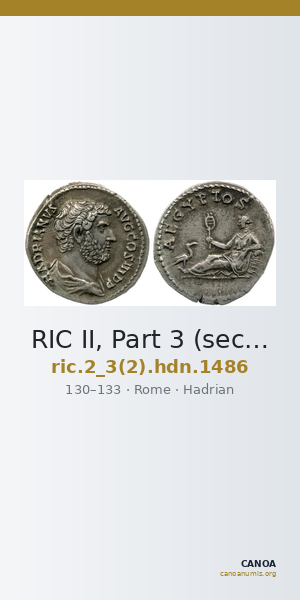 RIC II, Part 3 (second edition) Hadrian 1486 — CANOA