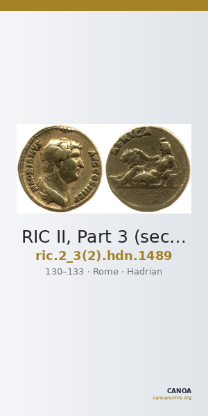 RIC II, Part 3 (second edition) Hadrian 1489 — CANOA