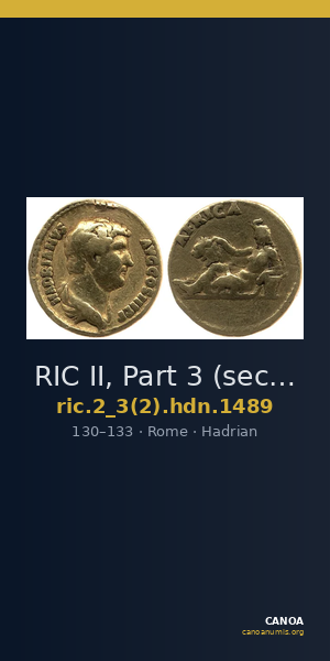 RIC II, Part 3 (second edition) Hadrian 1489 — CANOA