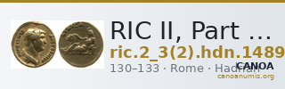 RIC II, Part 3 (second edition) Hadrian 1489 — CANOA