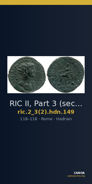 RIC II, Part 3 (second edition) Hadrian 149 — CANOA