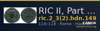 RIC II, Part 3 (second edition) Hadrian 149 — CANOA