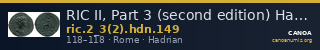 RIC II, Part 3 (second edition) Hadrian 149 — CANOA