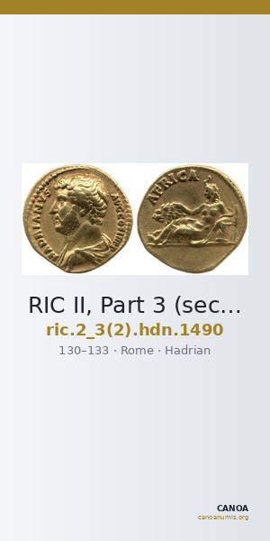 RIC II, Part 3 (second edition) Hadrian 1490 — CANOA