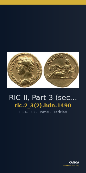 RIC II, Part 3 (second edition) Hadrian 1490 — CANOA