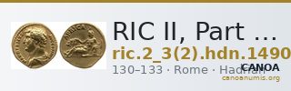 RIC II, Part 3 (second edition) Hadrian 1490 — CANOA