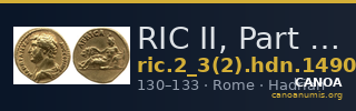 RIC II, Part 3 (second edition) Hadrian 1490 — CANOA
