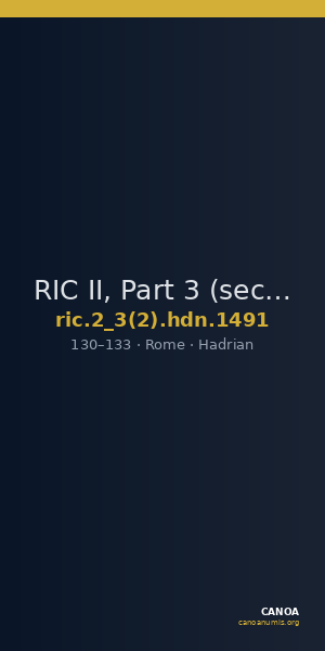 RIC II, Part 3 (second edition) Hadrian 1491 — CANOA