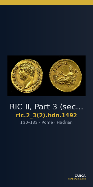 RIC II, Part 3 (second edition) Hadrian 1492 — CANOA