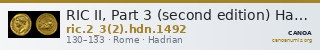 RIC II, Part 3 (second edition) Hadrian 1492 — CANOA