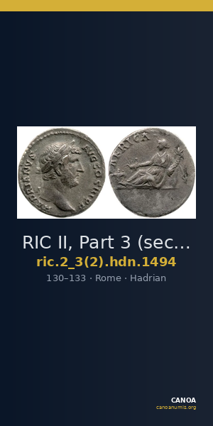 RIC II, Part 3 (second edition) Hadrian 1494 — CANOA