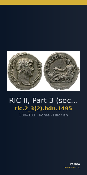 RIC II, Part 3 (second edition) Hadrian 1495 — CANOA