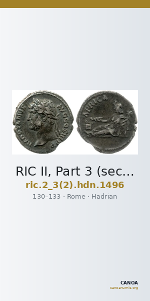 RIC II, Part 3 (second edition) Hadrian 1496 — CANOA