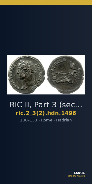 RIC II, Part 3 (second edition) Hadrian 1496 — CANOA