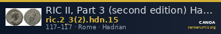 RIC II, Part 3 (second edition) Hadrian 15 — CANOA
