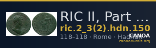 RIC II, Part 3 (second edition) Hadrian 150 — CANOA