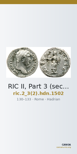 RIC II, Part 3 (second edition) Hadrian 1502 — CANOA