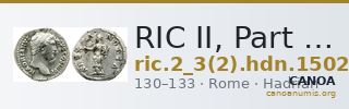 RIC II, Part 3 (second edition) Hadrian 1502 — CANOA